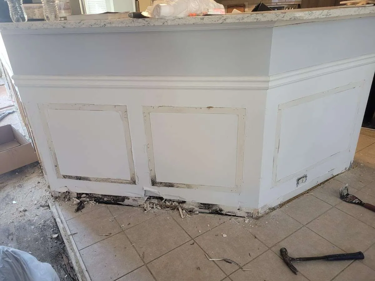 Water damage and mold on kitchen during Storm Damage Restoration in Maize